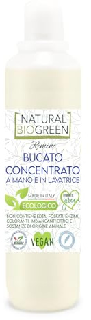 Naturalbiogreen Detersivo Ecologico Bucato Lavatrice e a Mano Senza Profumo Ipoallergenico 500 ml