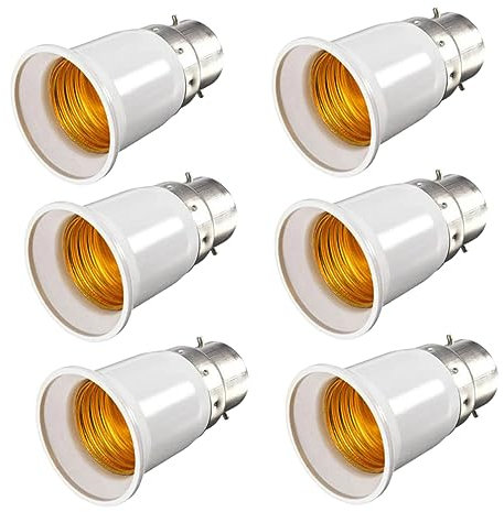 Qsvbeeqj Lot de 6 adaptateurs B22 mâle vers douille femelle E27 - Convertisseur de lampe - Baïonnettes vers vis