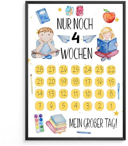 Tigerlino® Einschulung Geschenk Countdown Schulanfang Schulkind Geschenkidee Schulanfänger Einschulungsgeschenk Jungen Mädchen 1. Klasse