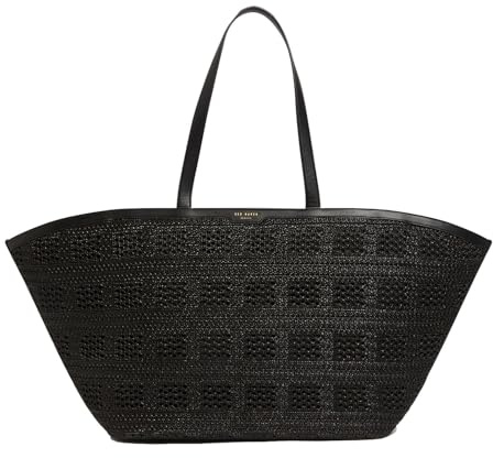 Ted Baker Shopper Schultertasche Pamylaa Raffia Straw Oversized Bucket Tote Bag Black schwarz