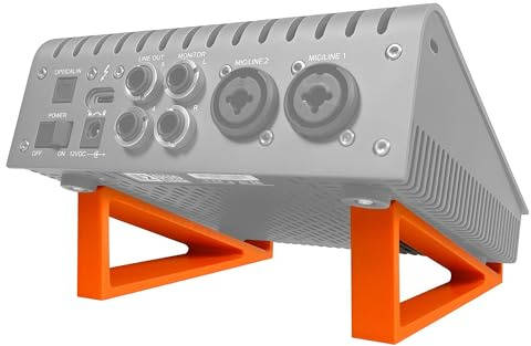 Musiin Audio Interface Stand compatible with SSL2+ MK2,ID14 MK2,Apollo X4 | Minimal design with solid triangle frame saves space and keeps your setup stable and professional(Orange)