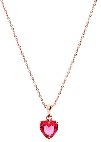 Löb 18K Roségold vergoldet Kette Zirkonia Stein kleines Herz Anhänger rot Damen Halskette Herzen Herzform Gltizer Strass Herzanhänger Herzkette
