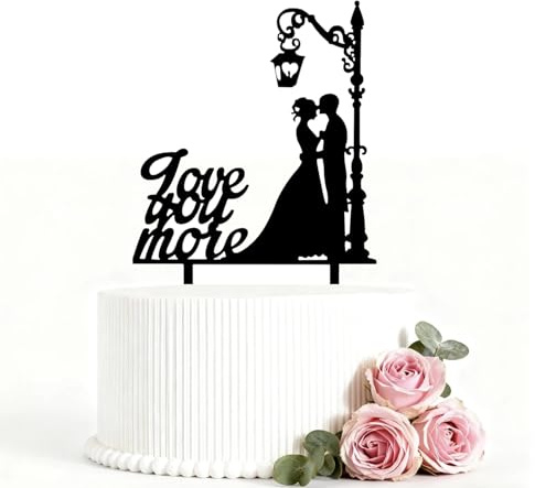 Love You More Wedding Cake Toppers Bride Special Celebrate Wedding Black Silhouette Cake Party Engagement