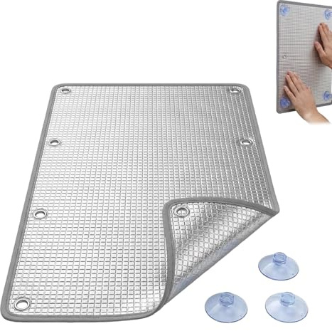 Film Anti Chaleur Anti-UV pour Fenêtre Film Isolant Occultant en Aluminium Thermique Anti Regard Film Réfléchissant Protection Solaire avec Ventouse Anti-UV Isolation Thermique (60X100cm)