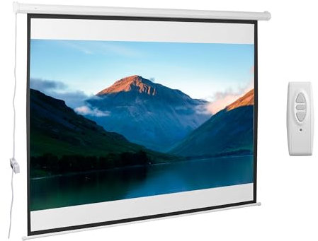 HOMCOM Schermo per Proiettore 100 Pollici Formato 4:3 Regolabile con Telecomando, Schermo di Proiezione Motorizzato Compatto, Installazione a Parete o Soffitto, 203x152 cm, Bianco