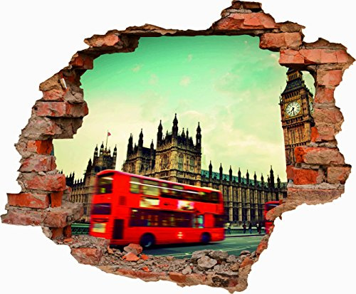 Aufkleber Wand 3d Big Ben London selbstklebend | 70 cm x 57,81 cm Robuste und einfache Anwendung | mehrfarbig | Sticker Adhesive Dekorative Design-elegante