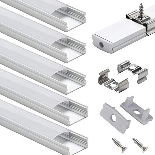 LED Aluminum Channel with Cover - StarlandLed 6-Pack 1Meter/3.3ft LED Profile and Diffusers with End Caps and Mounting Clips for LE 16.4ft LED Flexible Light Strip