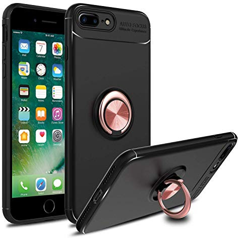 SORAKA Case for iPhone 8 Plus with Ring Holder Soft TPU Slim Fit Case iPhone 7 Plus Case with Metal Plate for Magnetic Car Phone Holder