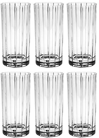 Barski – Verre de qualité européennes – Le Cristal – Lot de 6 – Highball – Highball gobelets – 14 G – Avec Classic Clear Motif rayé sur verre – Lunettes sont fabriqué en Europe