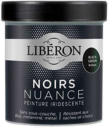 Libéron Peinture décorative Les noirs nuance, Black green brillant, 500 ML