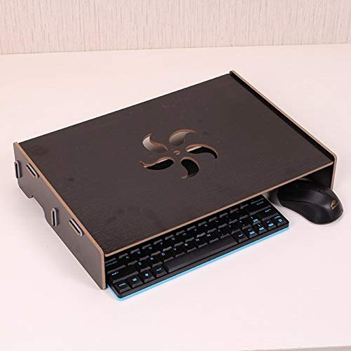 Stationery Wood Stand With Keyboard Wiring Slot For Computer Monitor/Laptop(Black) (Color : Black)