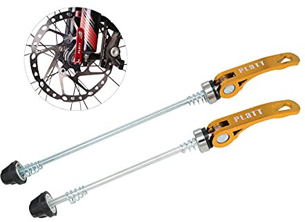PLATT Bike Wheel Hub Skewers MTB Quick Release Skewers Front and Rear Axle Fit for Road Bike,Mountain Bike,BMX (Gold,1Pair)