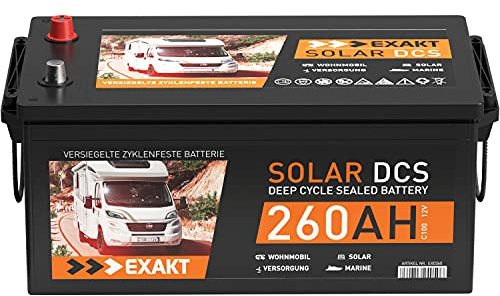 Solarbatterie 12V 260Ah EXAKT DCS Wohnmobil Versorgung Boot Solar Batterie ersetzt 220Ah 230Ah