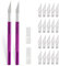 Ehdis 2 escalpelo manualidades, cutter profesional con 20 cuchillas, Cuchilo de tallar Manualidades Cuchillo para trabajos artesanales Cúter con Hobby, púrpura