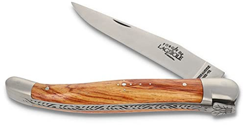 Forge De Laguiole Taschenmesser - 12 cm - Griffschalen Rosenholz - Klinge 10 cm matt - Backen matt