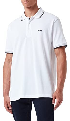 BOSS Men's Paddy Curved Polo Shirt, White100, XXL