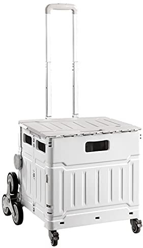 Einkaufskorb mit Rollen Folding-Utility-Wagen, 8-Rad-tragbarer Einkaufswagen Mit Teleskopgriff, Klappwagen Leicht, Um Treppen, 75L Zu Klettern