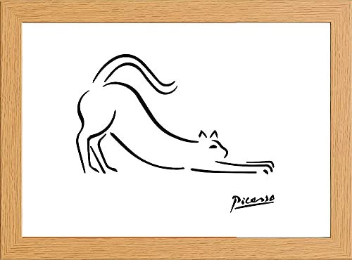 Picasso Katze Minimalistisch gerahmter Kunstdruck mit Glasfront, 25,4 x 34,3 cm Rahmen