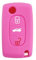 SALPIE Coque de clé en silicone pour télécommande de voiture à 3 touches, compatible avec Peugeot 207/307/407/308/607 et Citroën C2/C3/C4/C5/Grand Picasso/Berlingo/C-Crosser (Pink)