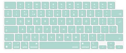 MOSISO Keyboard Cover Skin Compatible with MacBook Air 13.6 M3 A3113 M2 A2681 2025-2022, for MacBook Air 15 2025-2023, for Mac Pro 14/16 inch M4 M3 M2 M1 2021-2025, EU Layout, Mint Green
