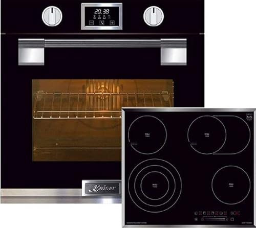 Kaiser Gasherd-Set EH 6338 S + KCT 6715, Einbau Backofen, SOFTCLOSE, 11 Funktionen+ISchwarzes Glaskeramikkochfeld, Einbau Herd, 4 Kochzonen, QuickHeat Zonen, Power-Slide, Autark