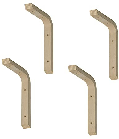 siwitec Schichtholzkonsole 150 x 200 x 28 mm aus Buche im 4er-Set, Regalwinkel aus Holz