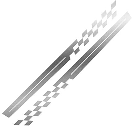 ihreesy 2 Stück Auto Körper Aufkleber, Autoaufkleber Auto Seiten Streifen Aufkleber Karosserie Aufkleber Sport Racing Streifen Grafik Aufkleber Auto Seitenschweller Seitenaufkleber,Matt Silber