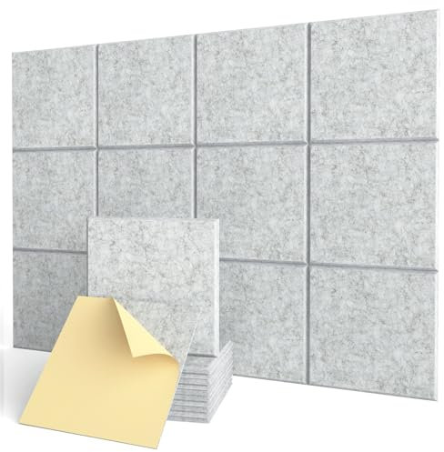 Akustikplatten Selbstklebend, 12 Stück Hohe Dichte Schallabsorber Wand für Wanddekoration und Akustische Behandlung, Abgeschrägte Kante Akustikschaumstoff (30x30x0.9cm)