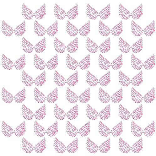 GORGECRAFT 40 STÜCKE 2.5,(1) cm Laser Engelsflügel Stoff Geprägte Flügel Patches Aufnäher Rosa Mini Flügel Basteln Für DIY Nähen Basteln Haarschmuck Dekoration Hemden Jeans Kleidung Ornament Zubehör