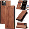 Jasonyu Handyhülle für iPhone 12 Pro Max Hülle Leder Flip Klappbare Stoßfeste Magnetische Premium PU Leder Standfunktion Kartenfächern Schutzhülle Klapphülle,Braun