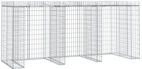 Yolola Gabionen-Mülltonnenbox Gabionen Hochbeet Mülltonnenbox für 3 Tonnen 270x91x120 cm Steinkorb Gabionenwand Mülltonnenverkleidung Gabionenkorb Verzinktes Eisen