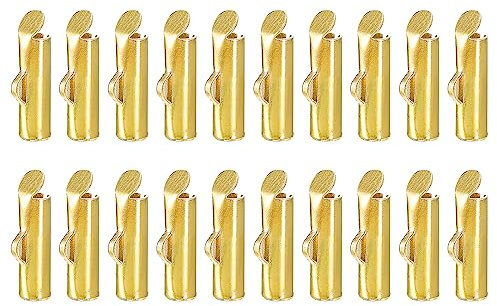 sourcing map 100Stk Aufschieben Ende Klammern 10mm Rohr Kugel Perle Schieber Crimp Ende für Mehrfache Stränge DIY Handwerk Herstellung Gold Ton