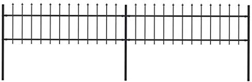 JUNZAI Clôture de Jardin avec Dessus en Lance Acier 3,4 x 0,6 m Noir,Barriere Jardin Exterieur,Barriere Jardin,Portillon Grillage