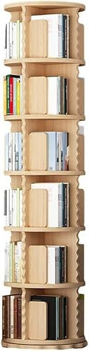 CENAP Drehbares Bücherregal, rundes, mehrschichtiges Massivholzregal, Bücher-/CD-/Album-/Aktenregal, Lagerregal-Verwaltungsregale (Farbe: Holz, Größe: 50 x 191 cm)