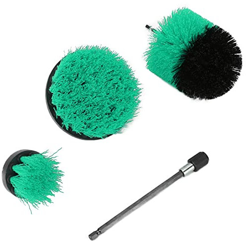 Juego de Accesorios de Cepillos de Taladro, Juego de Accesorios de Cepillos de Taladro Kit de Cepillos de Fregado de Limpieza de Taladro Largo Extendido Eléctrico, Cepillos (Verde)
