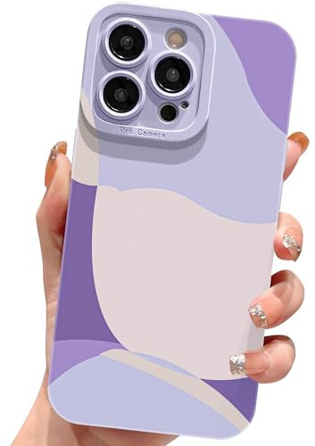 ECZOIL Compatible with iPhone 15 Pro Case 6.1 Inch,cute painted art lens protective slim soft TPU Shockproof phone case for iPhone 15 Pro for women girl-Purple