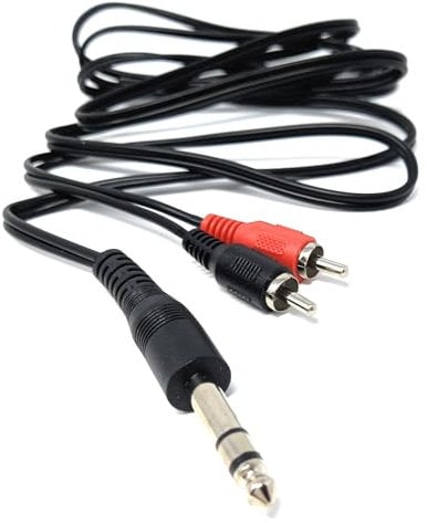 DRUT 2m 6.35mm Stereo Jack to 2 x RCA Phono Plugs Stereo Cable, TRS to RCA Audio, 1/4'' Jack to 2 RCA Male Y Splitter Lead 6.5ft