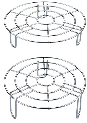 Turbokey Kühlgitter, 2 Stück, Durchmesser 16 cm, rund, Dampfgarer, Edelstahl, Kreuzdraht, Grillnetz, Grillpfanne, Rost für Instant Pot/Schnellkochtopf/Ofen (Höhe 4,6 cm & 7,1 cm, 16 cm)