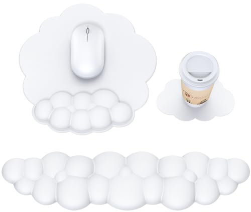 MOKURU Cloud Mouse Pad with Wrist Rest, Cloud Keyboard Wrist Rest, Computer Keyboard Wrist Rest, Wrist Support with Cloud Mouse Pad, (White)