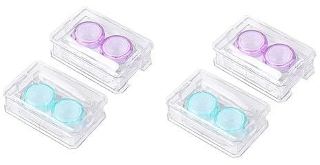 Gatuida 4pcs Blue Eye Contacts Lenses Cleaning Case Storage Box Container for Daily Care
