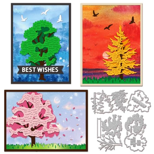 GLOBLELAND Overlay Baum Stanzformen Für Die Kartenherstellung Metallschichtung Bäume Stanzformen Stanzformen Vorlagen Für Scrapbooking Tagebuch Prägung Papier Basteln Dekor