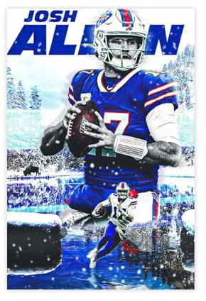 MExmeb Josh Allen 2 Leinwand-Poster, Schlafzimmer-Dekor, Sportlandschaft, Büro, Raumdekoration, Geschenk, ungerahmt, 30 x 45 cm