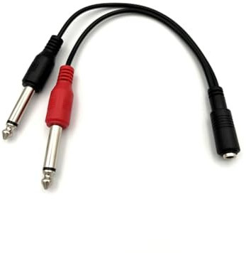 Qczhiwen 3.5mm TRS to Dual 6.35mm Mono Y Splitter. 1/8 inch Male to 2X 1/4 inch Mono Female Audio Gold Plated Joint Cable 20cm/8inch (3.5FM-2x6.35M)
