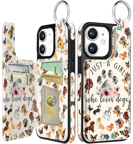 Shorogyt Compatible with iPhone 11 Wallet Case with Card Holder - Designer Dogs Lover Girl Pattern Kickstand Magnetic Clasp Back Flip Folio Leather Phone Covers for Women Men Girls