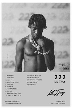 AmAzwi Lil Tjay True 222 Albumcover-Poster, Leinwand-Poster, Schlafzimmer-Dekor, Sportlandschaft, Büro, Raumdekoration, Geschenk, ungerahmt: 20 x 30 cm