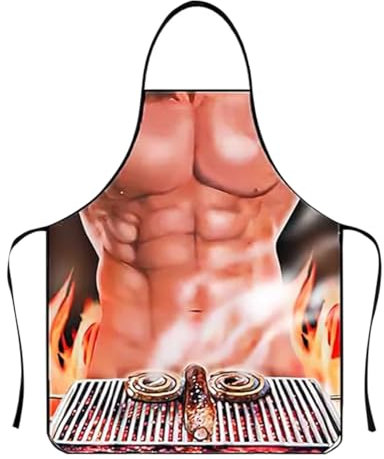 JFAN Delantal Cocina Divertido y Sexy Barbacoa Delantal para Hombre y Mujer