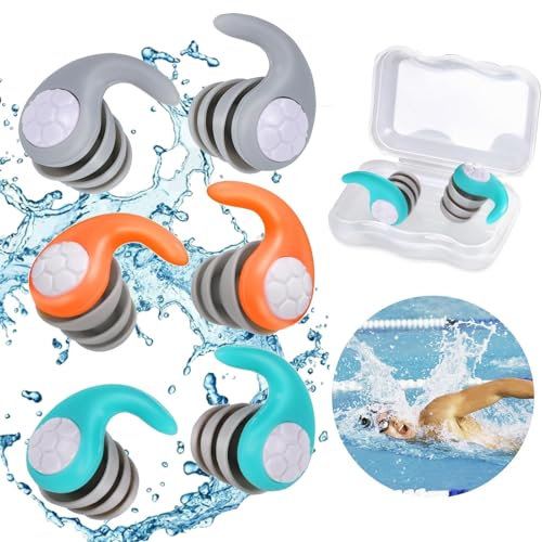 Zocipro 3 Paires Bouchons d'oreille de Natation pour Adultes, Bouchons d'oreille en Silicone doux et étanches pour les Nageurs, Parfaits pour le Surf, la Plongée en Apnée, la Piscine et la Douche