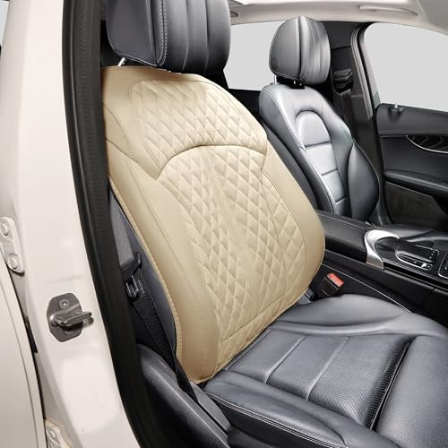 POKSRI 1p Echtes Rindsleder sitzbezug Auto Vordersitz-Rückenlehnenbezüge,sitzkissen Auto fahrersitz,Echtes Leder Set,Kfz-sitzschoner,passt für die meisten Fahrzeuge ab A-Segment.(Rückenlehne,beige)