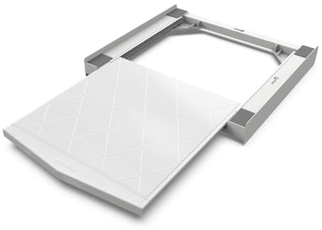Meliconi, Torre Quick, Kit Sovrapposizione Lavatrice Asciugatrice, Creato con il 30% di Plastica Riciclata, Universale, Sicuro, Resistente, Premontato, Ripiano Estraibile Salvaspazio, Made in Italy