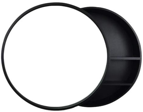 Armoire De Toilette 50cm Armoire De Toilette Murale en Bois avec Miroir Rond Organisateur De Rangement pour Économiser De l'espace pour La Cuisine De La Maison(Noir)